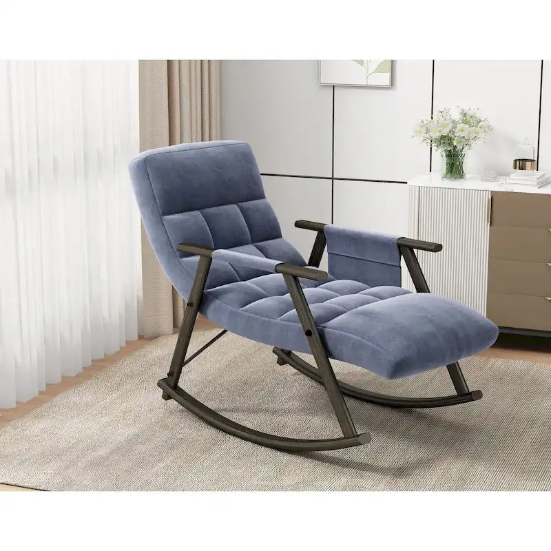 Fauteuil à bascule pliant décontracté et rembourré, fauteuil à bascule de salon avec dossier haut et repose-pieds réglables