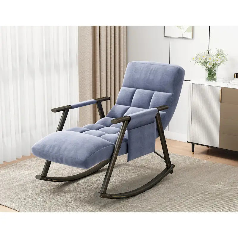 Fauteuil à bascule pliant décontracté et rembourré, fauteuil à bascule de salon avec dossier haut et repose-pieds réglables