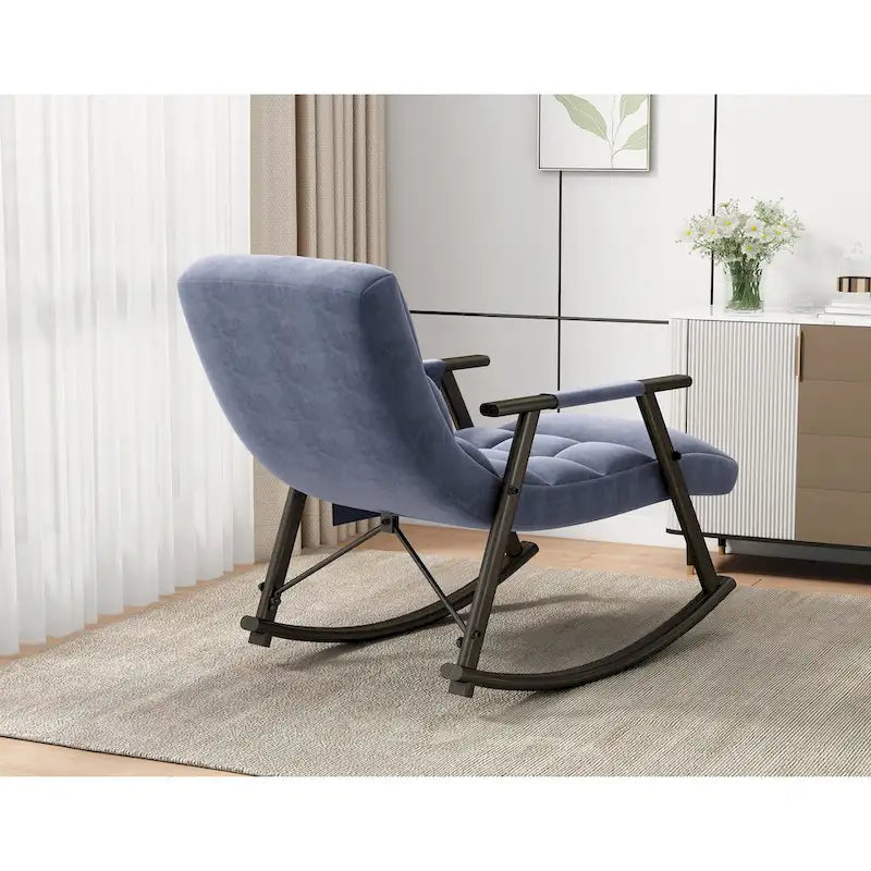 Fauteuil à bascule pliant décontracté et rembourré, fauteuil à bascule de salon avec dossier haut et repose-pieds réglables