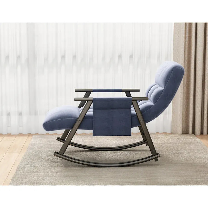 Fauteuil à bascule pliant décontracté et rembourré, fauteuil à bascule de salon avec dossier haut et repose-pieds réglables