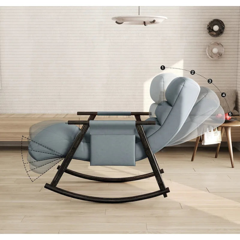 Fauteuil à bascule pliant décontracté et rembourré, fauteuil à bascule de salon avec dossier haut et repose-pieds réglables