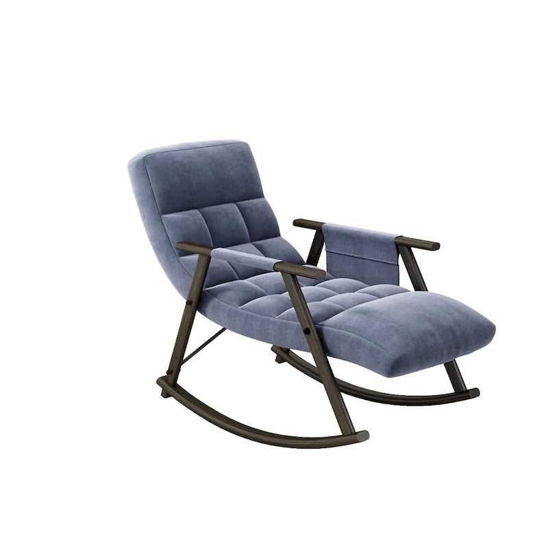 Fauteuil à bascule pliant décontracté et rembourré, fauteuil à bascule de salon avec dossier haut et repose-pieds réglables