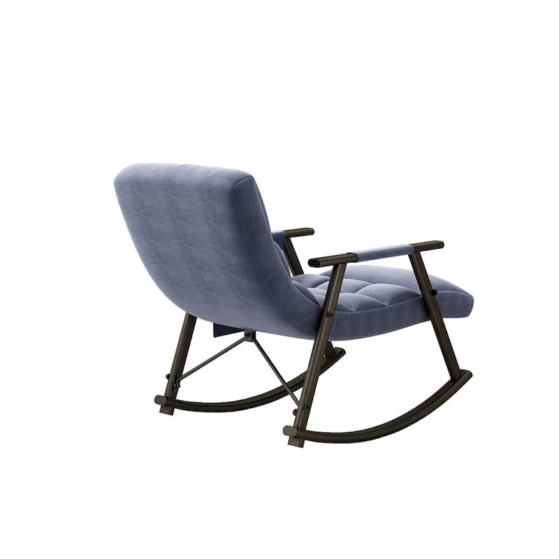 Fauteuil à bascule pliant décontracté et rembourré, fauteuil à bascule de salon avec dossier haut et repose-pieds réglables