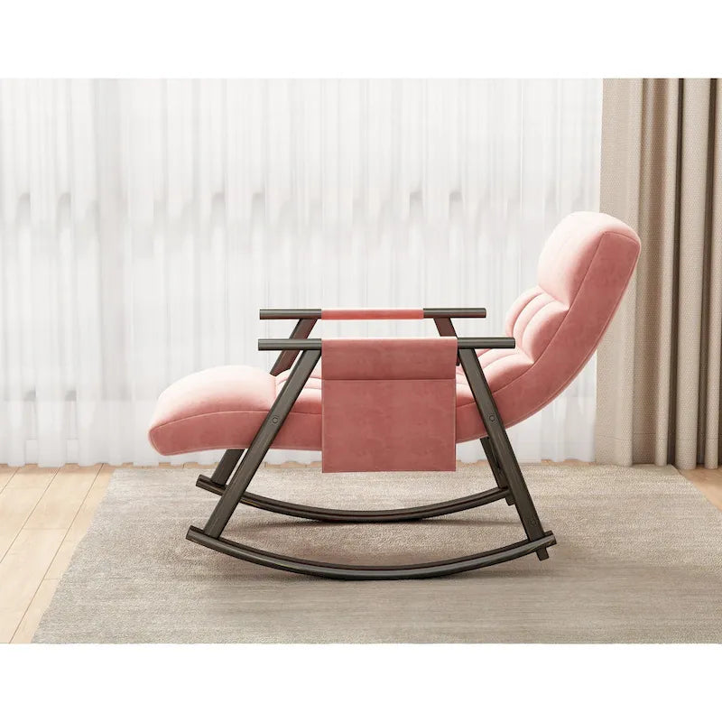 Fauteuil à bascule pliant décontracté et rembourré, fauteuil à bascule de salon avec dossier haut et repose-pieds réglables