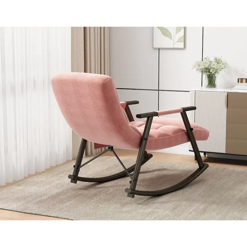 Fauteuil à bascule pliant décontracté et rembourré, fauteuil à bascule de salon avec dossier haut et repose-pieds réglables