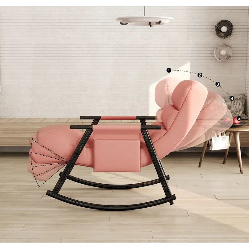 Fauteuil à bascule pliant décontracté et rembourré, fauteuil à bascule de salon avec dossier haut et repose-pieds réglables