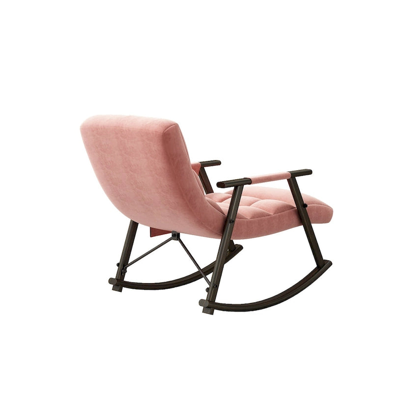 Fauteuil à bascule pliant décontracté et rembourré, fauteuil à bascule de salon avec dossier haut et repose-pieds réglables