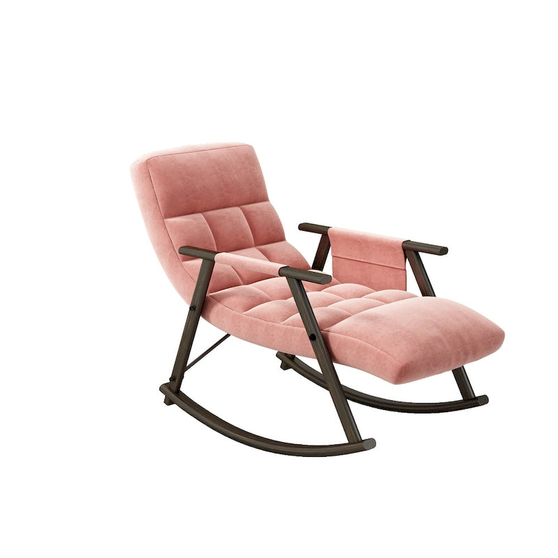 Fauteuil à bascule pliant décontracté et rembourré, fauteuil à bascule de salon avec dossier haut et repose-pieds réglables