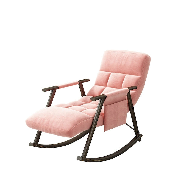 Fauteuil à bascule pliant décontracté et rembourré, fauteuil à bascule de salon avec dossier haut et repose-pieds réglables