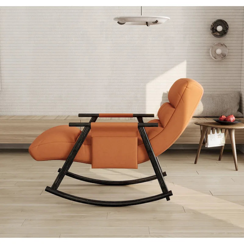 Fauteuil à bascule pliant décontracté et rembourré, fauteuil à bascule de salon avec dossier haut et repose-pieds réglables