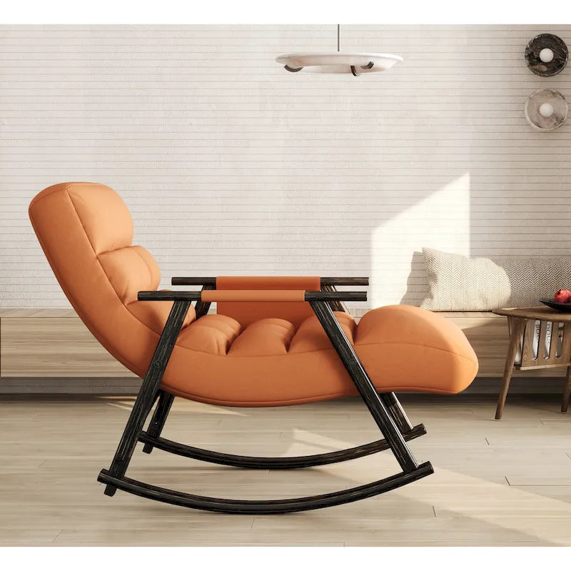 Fauteuil à bascule pliant décontracté et rembourré, fauteuil à bascule de salon avec dossier haut et repose-pieds réglables