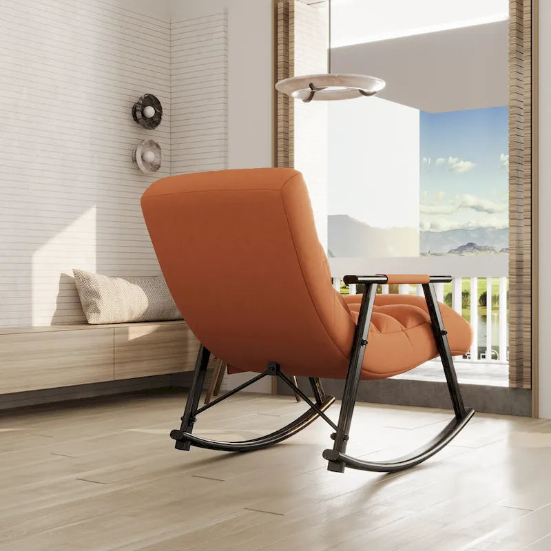Fauteuil à bascule pliant décontracté et rembourré, fauteuil à bascule de salon avec dossier haut et repose-pieds réglables
