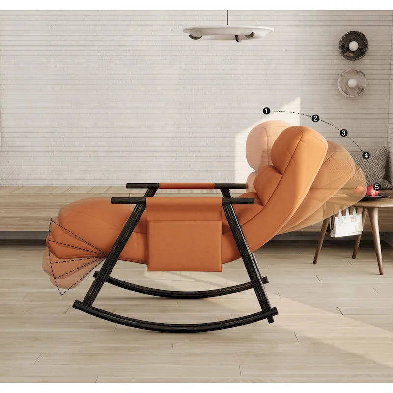 Fauteuil à bascule pliant décontracté et rembourré, fauteuil à bascule de salon avec dossier haut et repose-pieds réglables