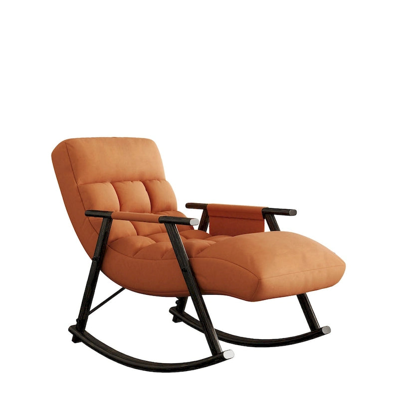 Fauteuil à bascule pliant décontracté et rembourré, fauteuil à bascule de salon avec dossier haut et repose-pieds réglables