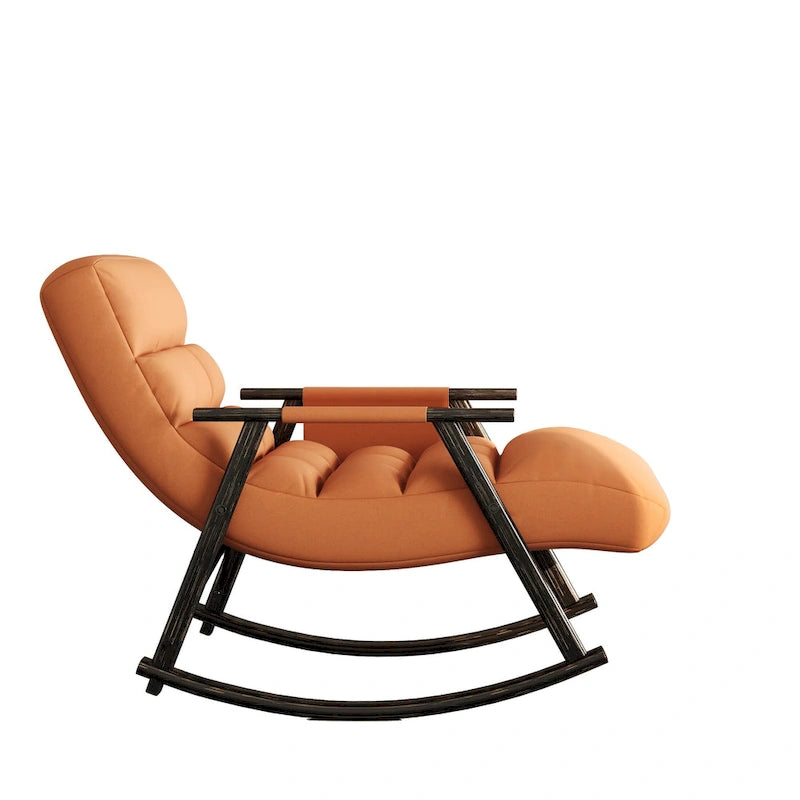 Fauteuil à bascule pliant décontracté et rembourré, fauteuil à bascule de salon avec dossier haut et repose-pieds réglables