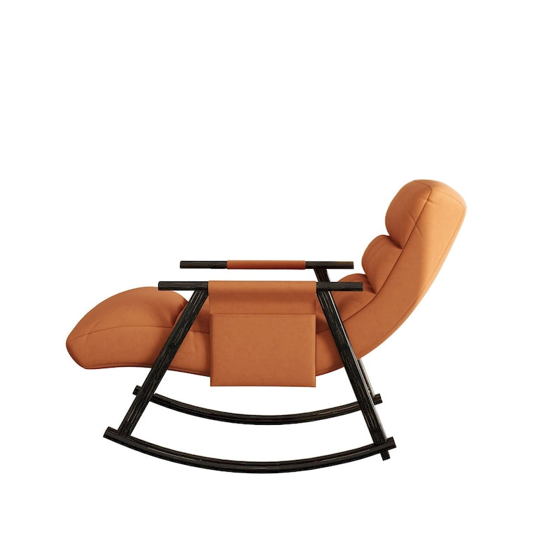 Fauteuil à bascule pliant décontracté et rembourré, fauteuil à bascule de salon avec dossier haut et repose-pieds réglables