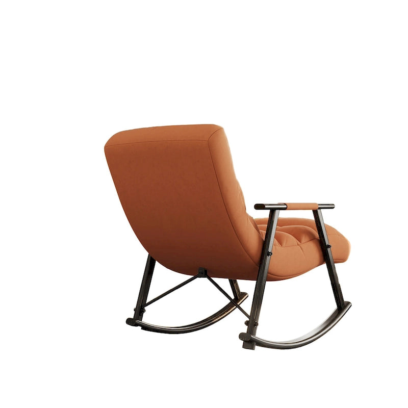 Fauteuil à bascule pliant décontracté et rembourré, fauteuil à bascule de salon avec dossier haut et repose-pieds réglables