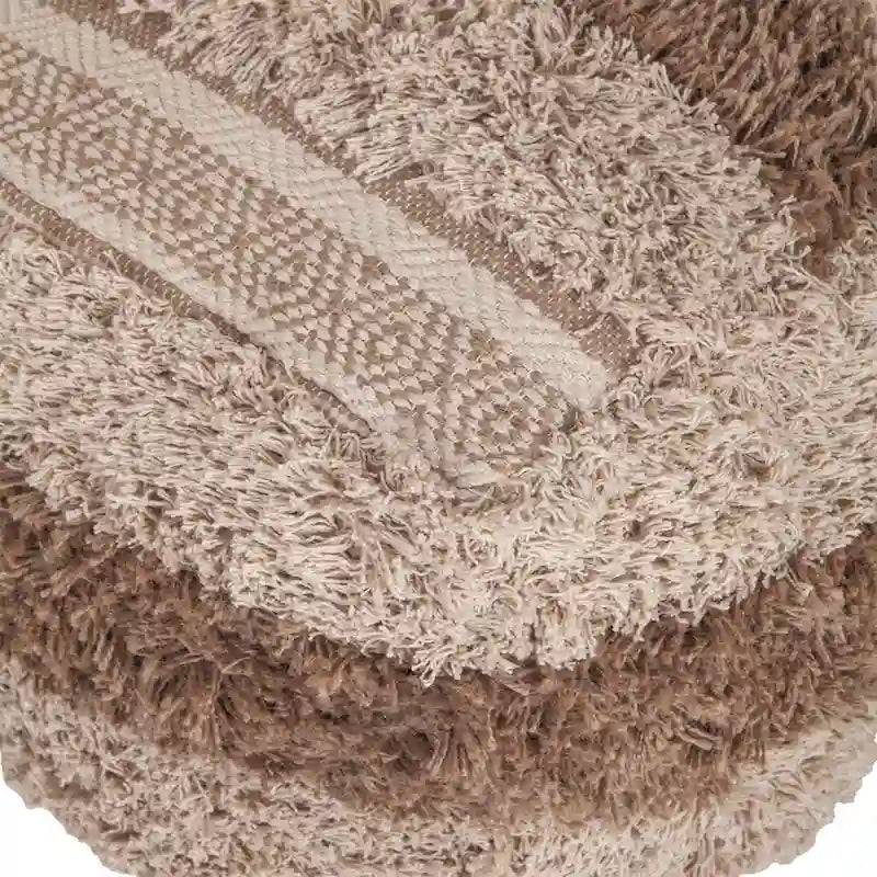 Pouf ottoman rayé – 18 – Beige et marron