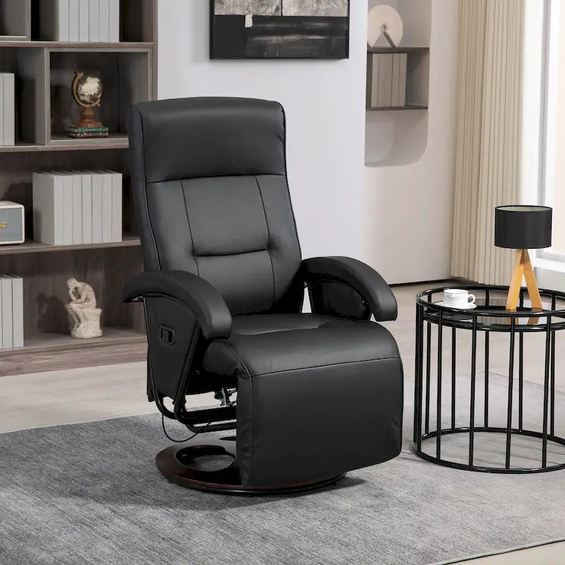 Fauteuil inclinable pivotant en cuir PU avec repose-pieds et dossier réglable