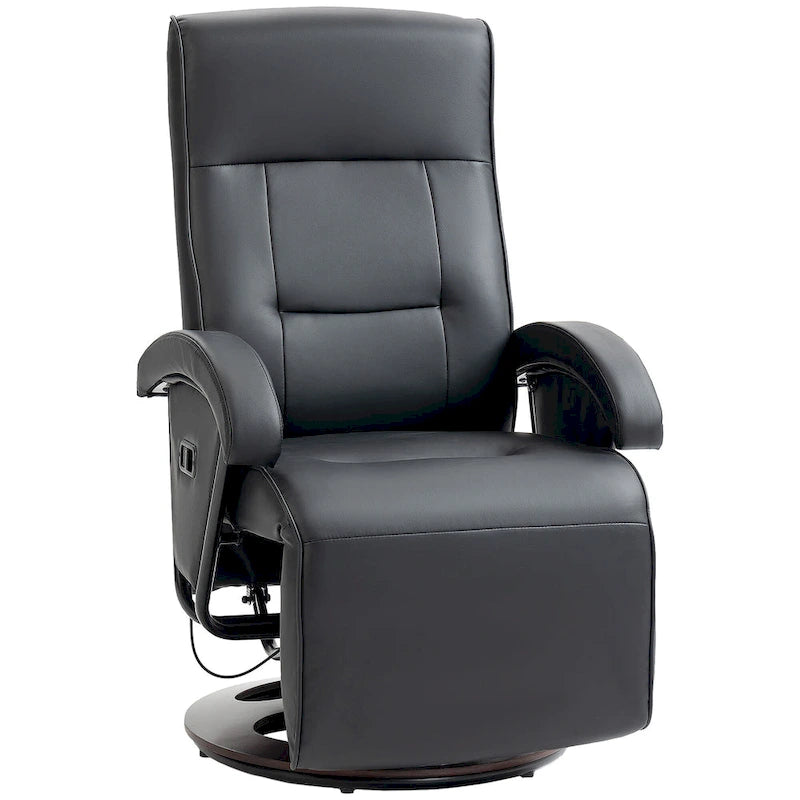 Fauteuil inclinable pivotant en cuir PU avec repose-pieds et dossier réglable