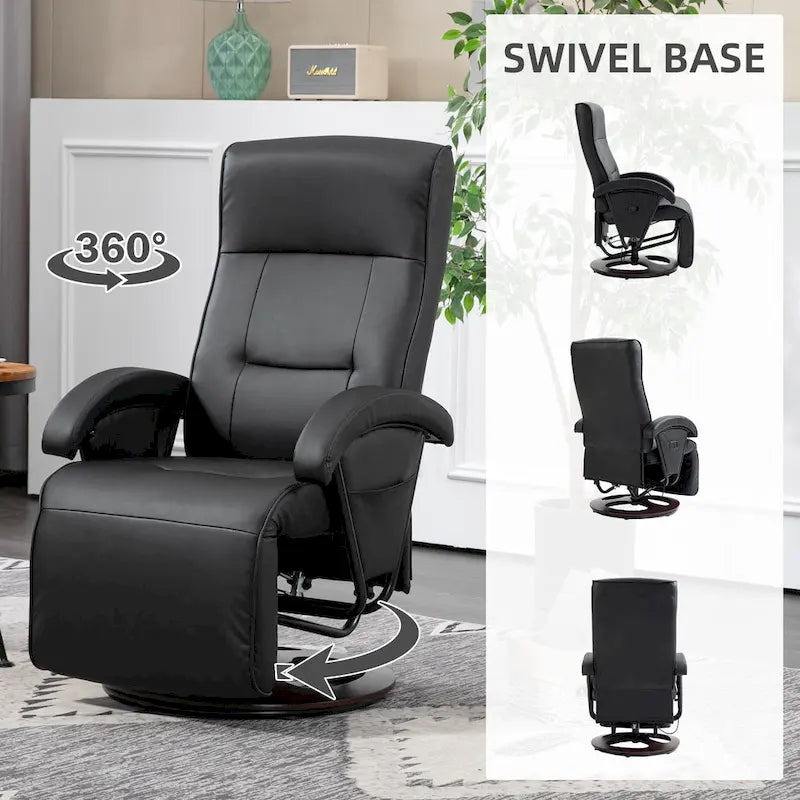 Fauteuil inclinable pivotant en cuir PU avec repose-pieds et dossier réglable