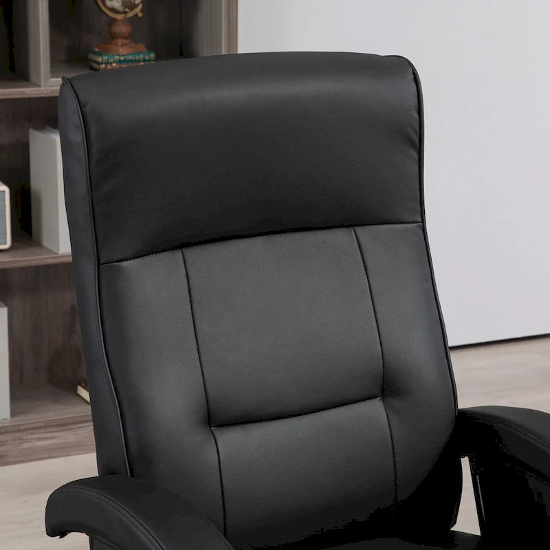 Fauteuil inclinable pivotant en cuir PU avec repose-pieds et dossier réglable