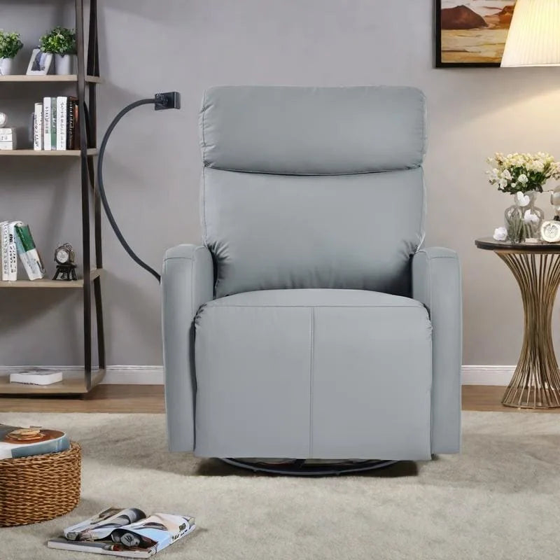 Fauteuil Inclinable Pivotant Électrique en PU avec Rotation à 270°, Inclinaison Électrique de 95-160° et Deux Ports USB - Capacité de 150 kg