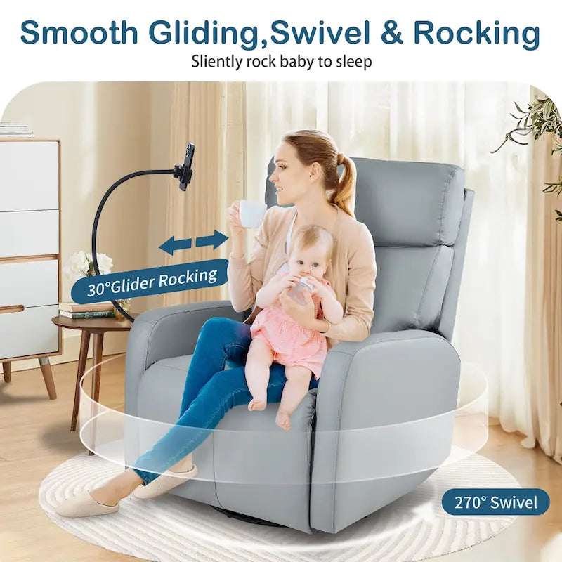 Fauteuil Inclinable Pivotant Électrique en PU avec Rotation à 270°, Inclinaison Électrique de 95-160° et Deux Ports USB - Capacité de 150 kg