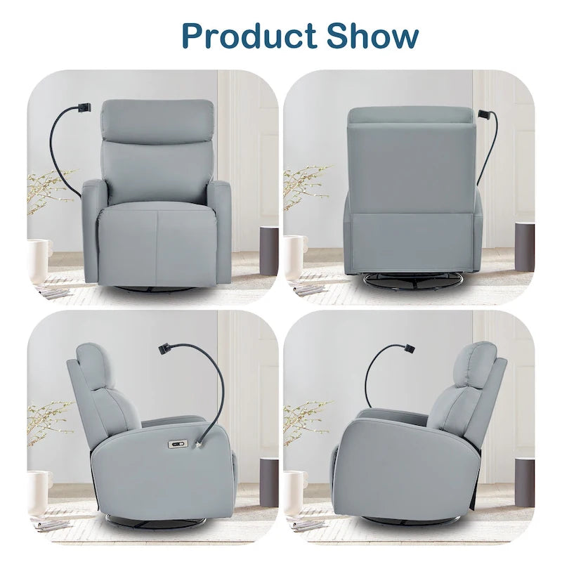 Fauteuil Inclinable Pivotant Électrique en PU avec Rotation à 270°, Inclinaison Électrique de 95-160° et Deux Ports USB - Capacité de 150 kg