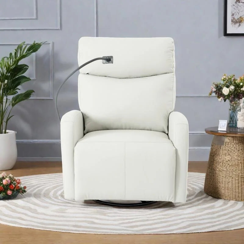 Fauteuil Inclinable Pivotant Électrique en PU avec Rotation à 270°, Inclinaison Électrique de 95-160° et Deux Ports USB - Capacité de 150 kg