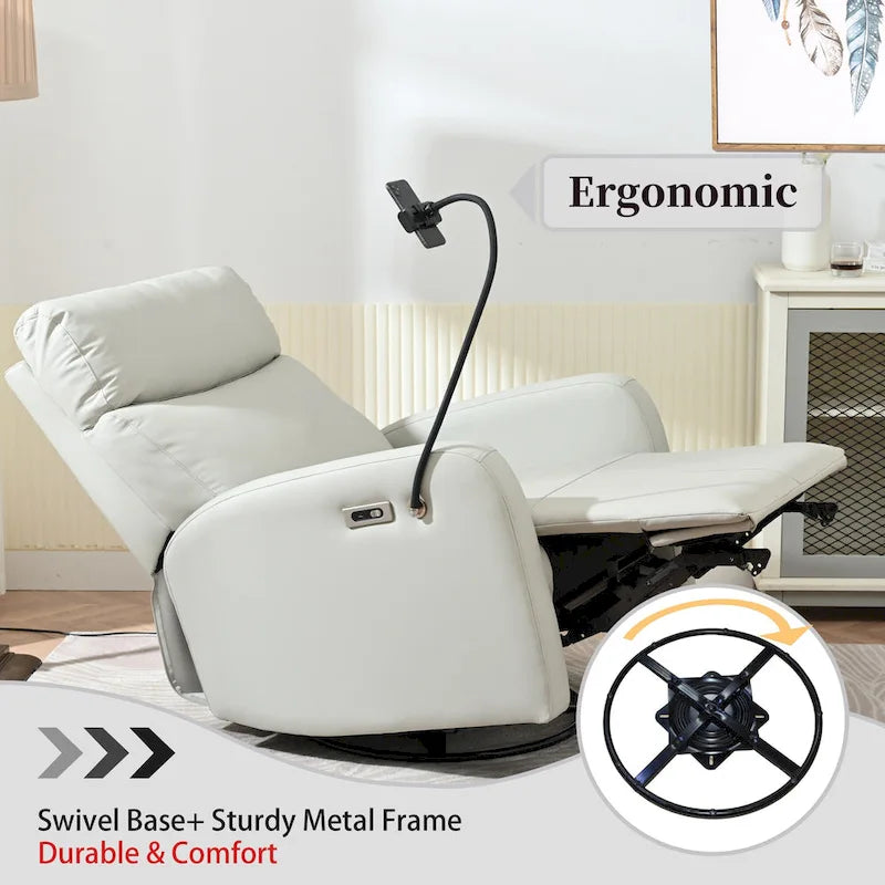 Fauteuil Inclinable Pivotant Électrique en PU avec Rotation à 270°, Inclinaison Électrique de 95-160° et Deux Ports USB - Capacité de 150 kg