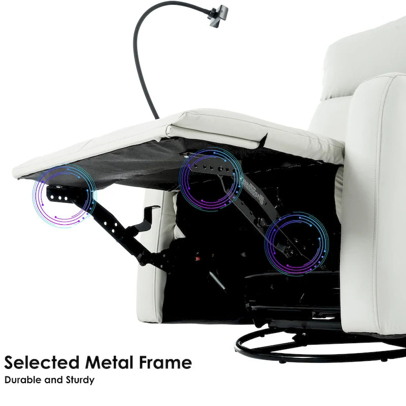 Fauteuil Inclinable Pivotant Électrique en PU avec Rotation à 270°, Inclinaison Électrique de 95-160° et Deux Ports USB - Capacité de 150 kg