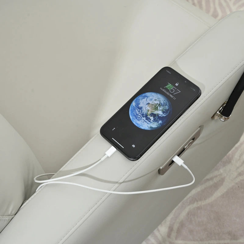 Fauteuil Inclinable Pivotant Électrique en PU avec Rotation à 270°, Inclinaison Électrique de 95-160° et Deux Ports USB - Capacité de 150 kg