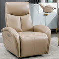 Fauteuil inclinable électrique en cuir véritable bleu avec fonction pivotante et port de chargement USB