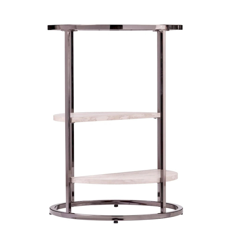 Table d'appoint ronde avec étagères imitation pierre