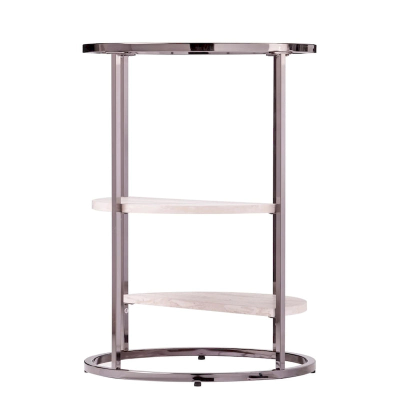 Table d'appoint ronde avec étagères imitation pierre