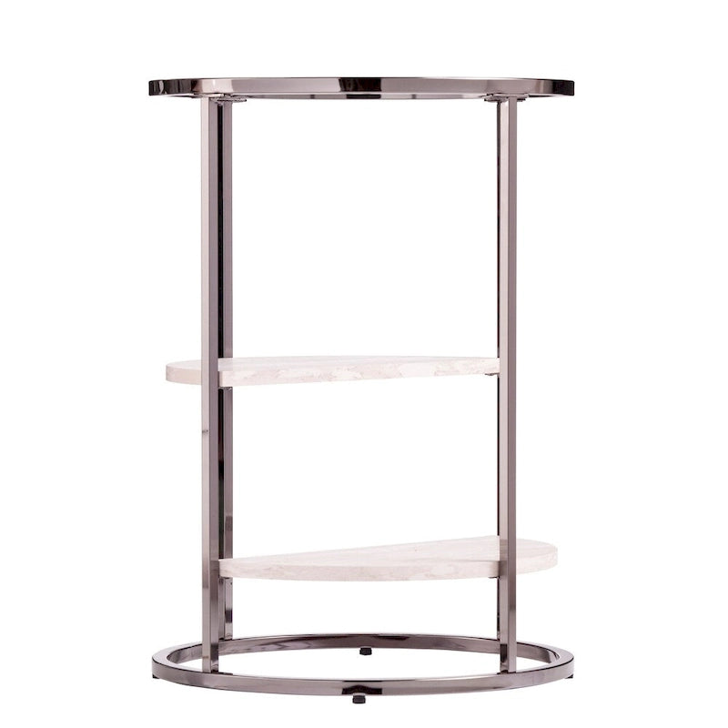 Table d'appoint ronde avec étagères imitation pierre