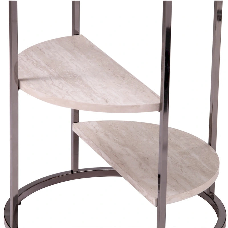 Table d'appoint ronde avec étagères imitation pierre