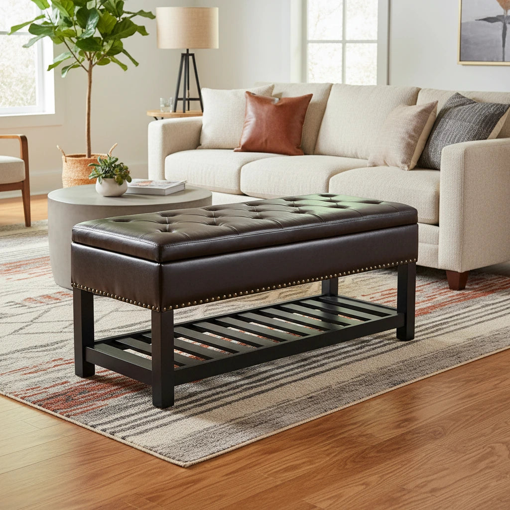 WYNDENHALL Riley 43 inch Wide Rectangle Ottoman Bench - 43 W x 17 D x 19 H