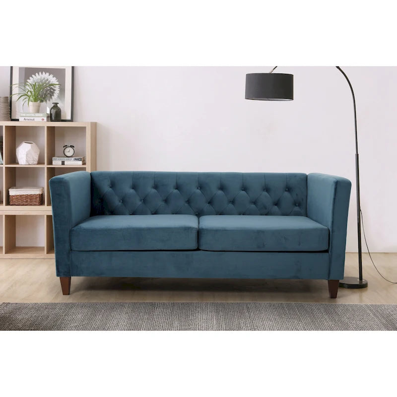 Canapé 73,3" en velours à accoudoirs carrés