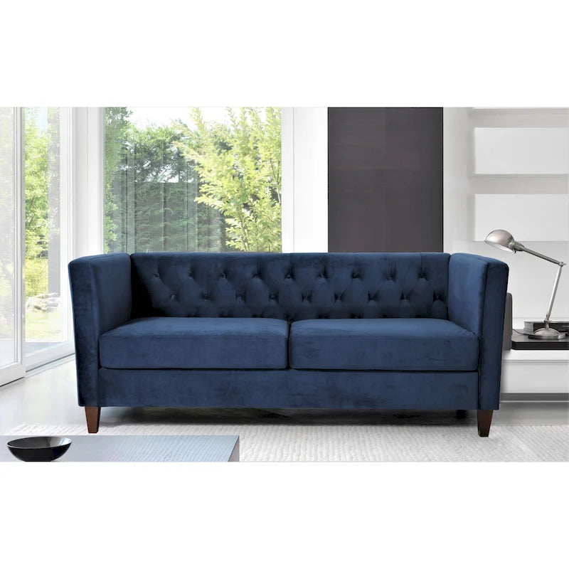 Canapé 73,3" en velours à accoudoirs carrés