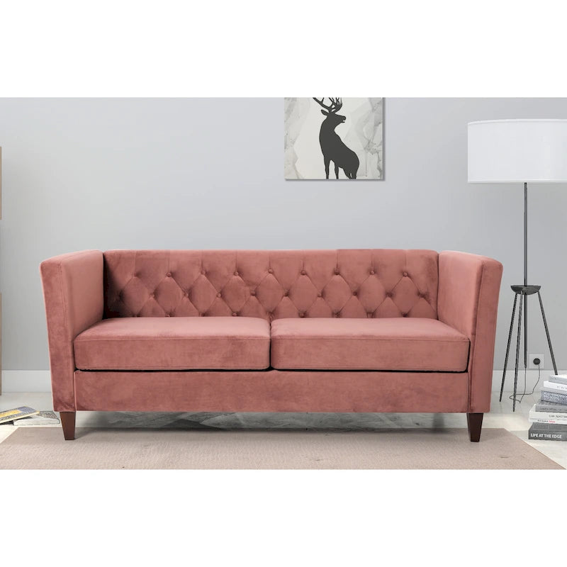 Canapé 73,3" en velours à accoudoirs carrés