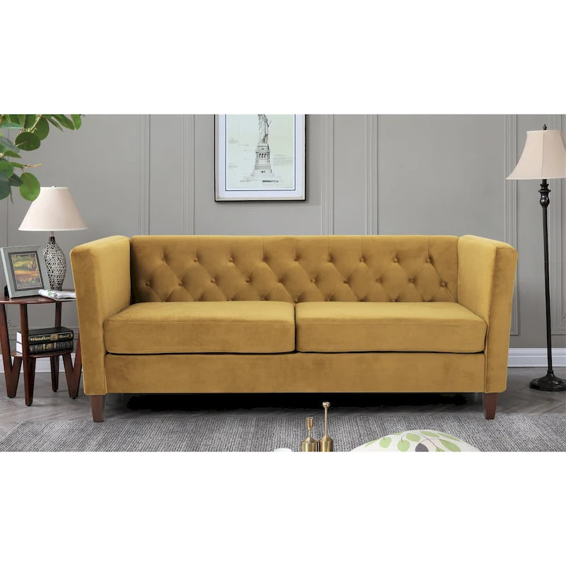 Canapé 73,3" en velours à accoudoirs carrés