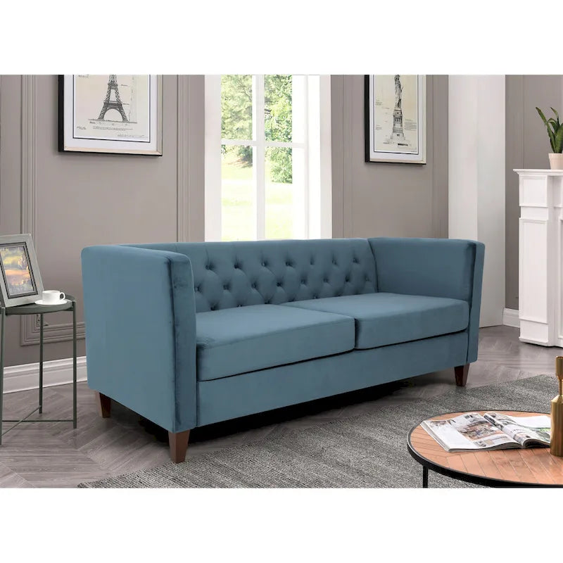 Canapé 73,3" en velours à accoudoirs carrés