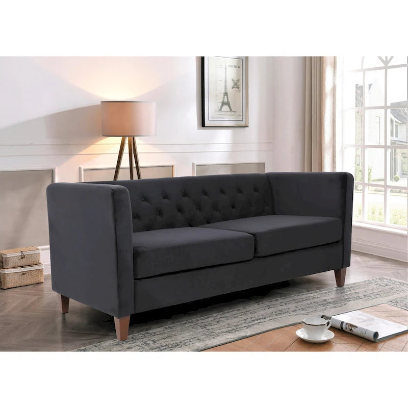 Canapé 73,3" en velours à accoudoirs carrés