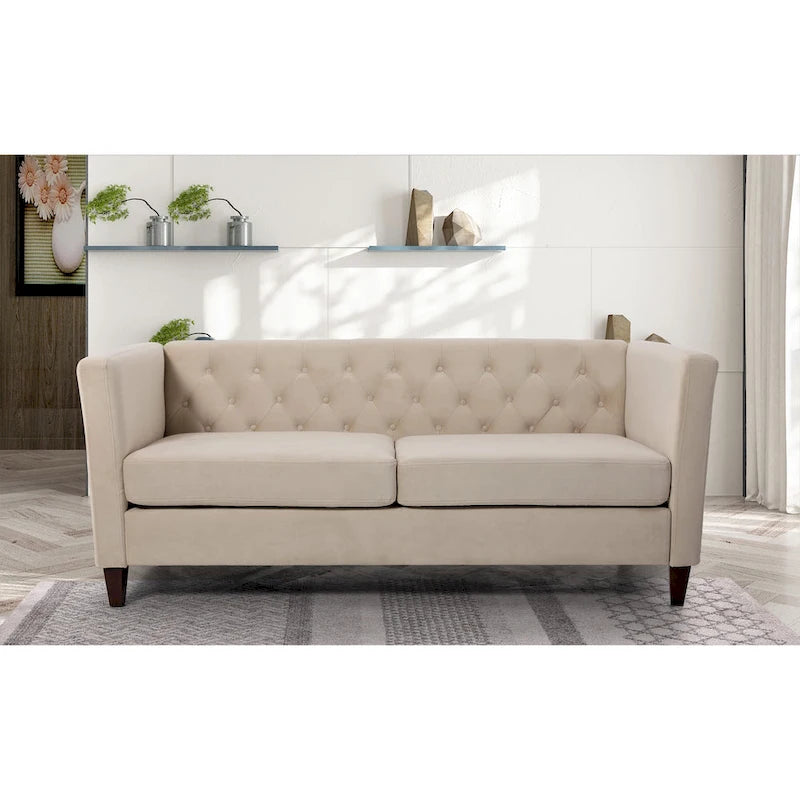 Canapé 73,3" en velours à accoudoirs carrés