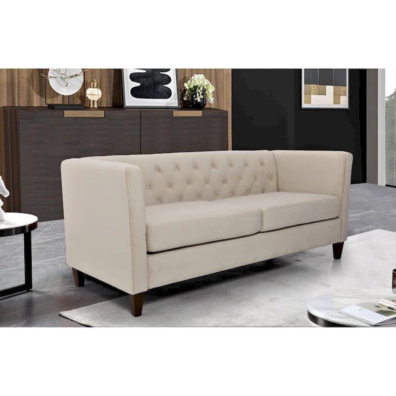 Canapé 73,3" en velours à accoudoirs carrés