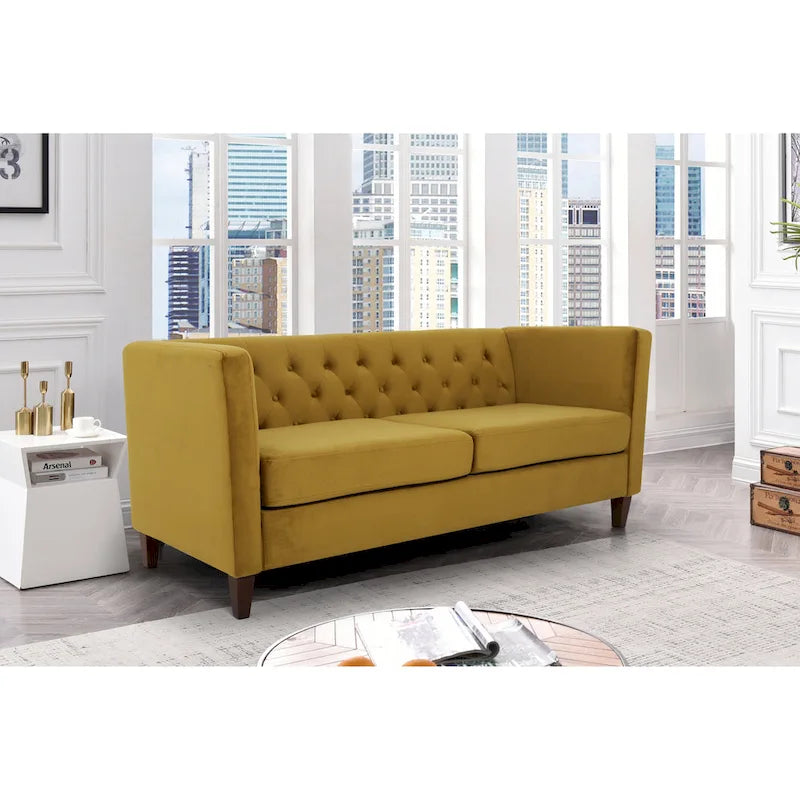 Canapé 73,3" en velours à accoudoirs carrés