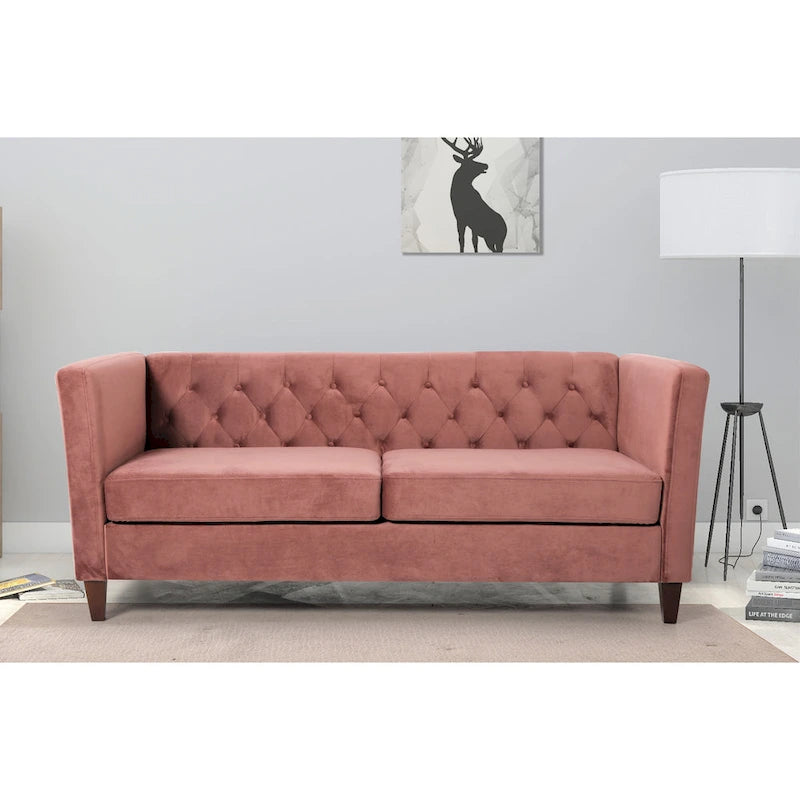 Canapé 73,3" en velours à accoudoirs carrés