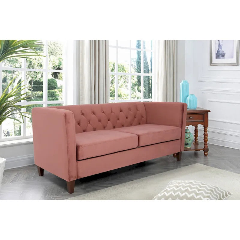 Canapé 73,3" en velours à accoudoirs carrés